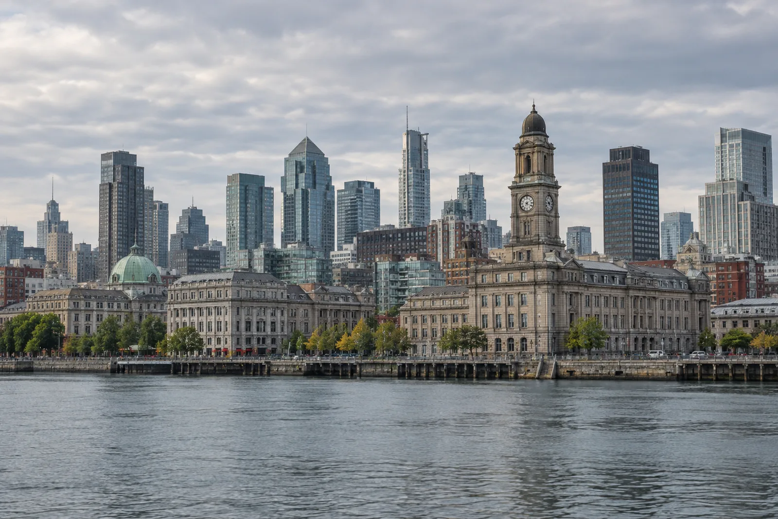 Montreal's Old Port and skyline along the St. Lawrence River