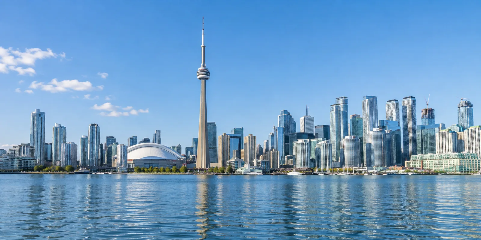 Toronto's downtown skyline viewed from the Lake Ontario waterfront, CN Tower prominent